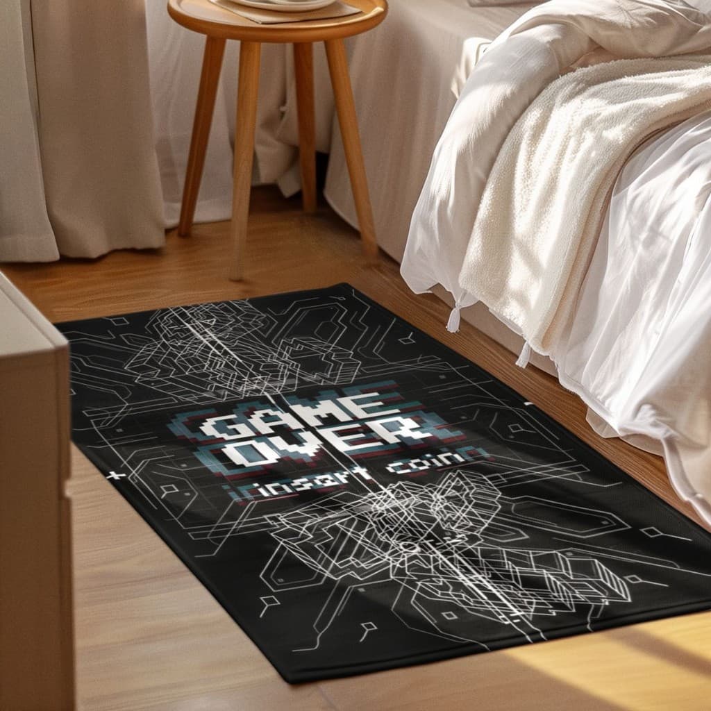 Tapete Decorativo Game Over 118x70cm Antiderrapante Sala, Quarto e Escritório