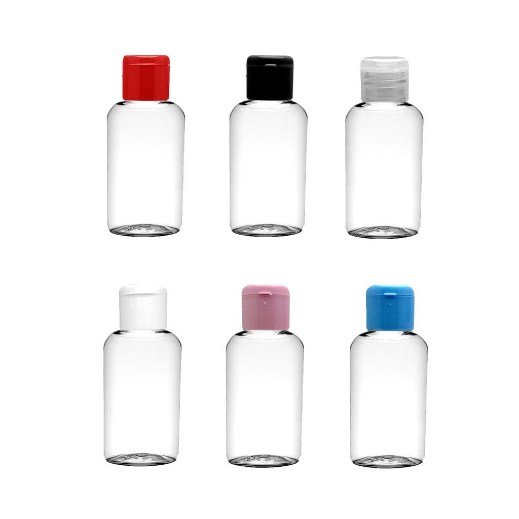 50 Frascos Plástico Pet 30 Ml oval Tampa Flip Top para viagem sabonete líquido, álcool gel, cremes e shampoo