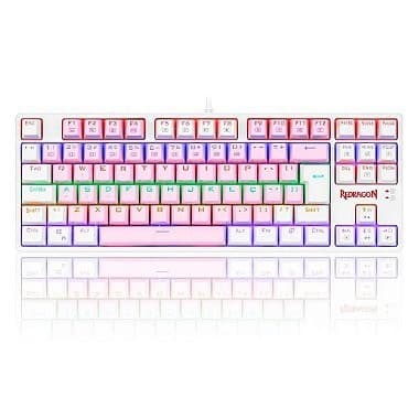 Teclado Mecânico Gamer Daksa Branco E Rosa Switch Azul Redragon
