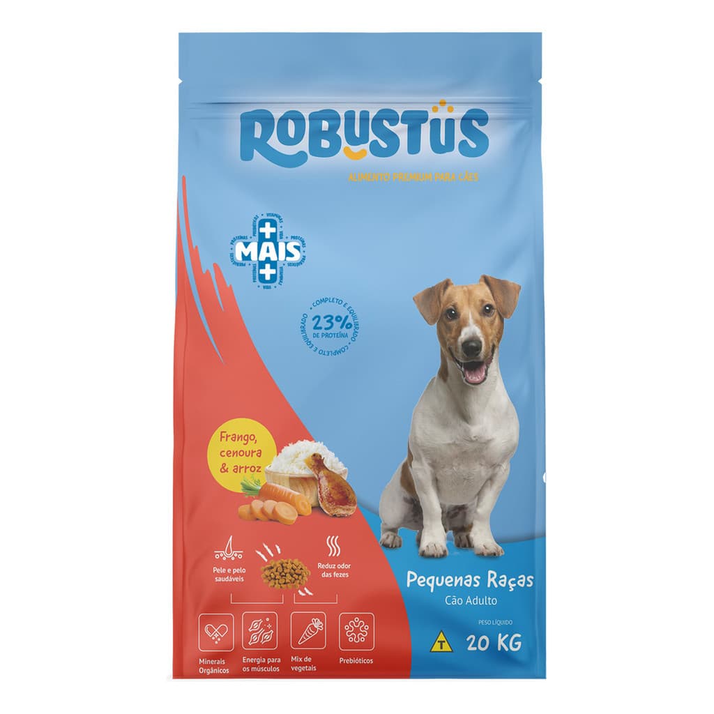 Ração Premium Reduz Alergia Cachorro Cães Adulto Porte Pequeno Pequenas Raças +Mais 20kg Robustus