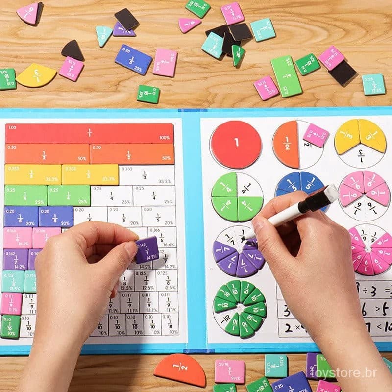 Fração magnética Aprendizagem Matemática Brinquedo Montessori Aritmética Ensino Aids Livro De Madeira Brinquedos Educativos Para Crianças Presente de Natal YHAU