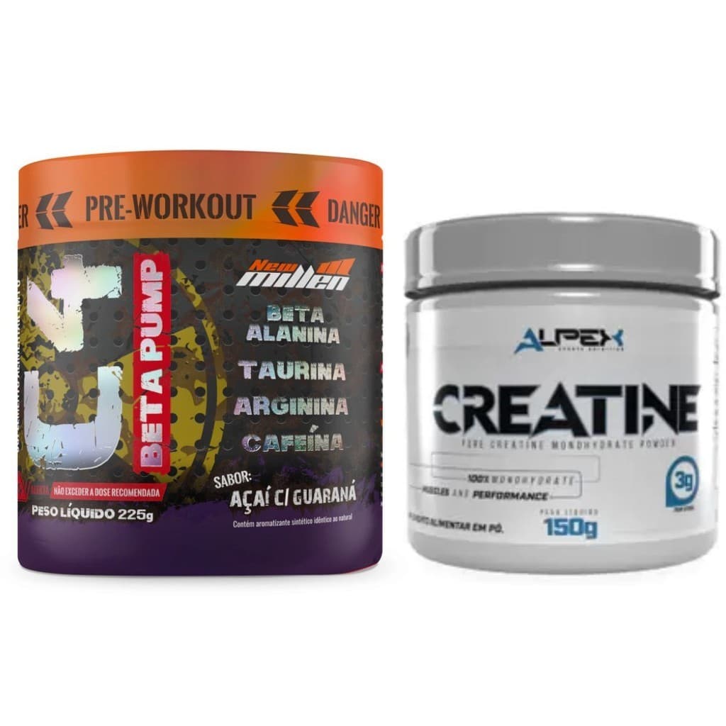 Kit Pré Treino C4 New Millen + Creatina Pura Alpex 150g