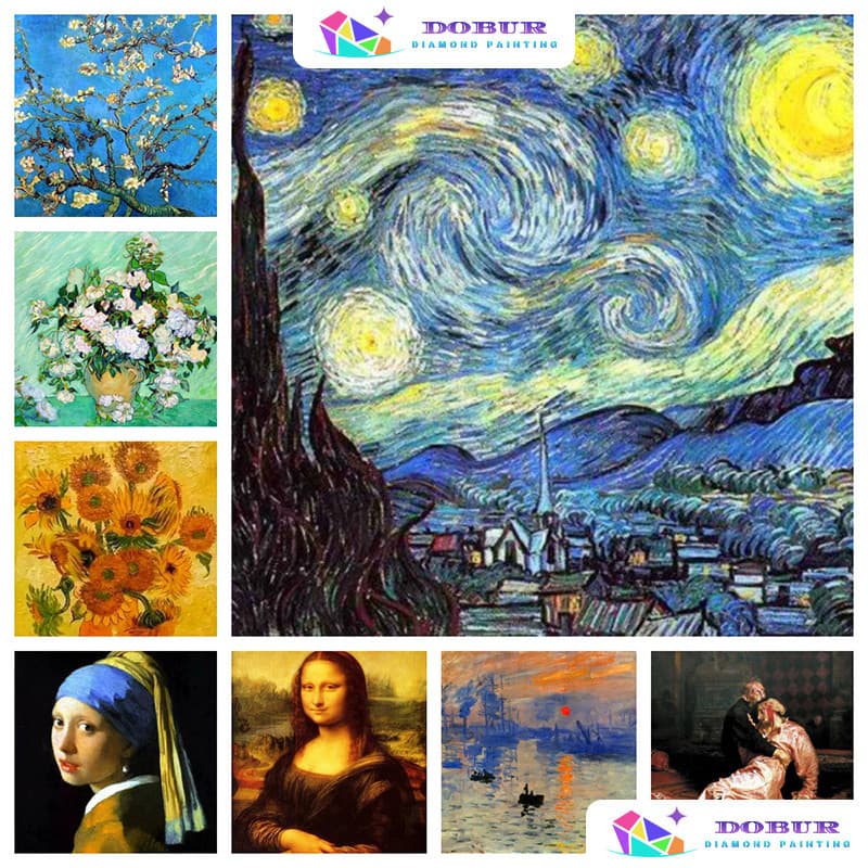 DOBUR | Conjunto De Pintura Com Diamante Van Gogh Starry Sky 5D DIY Round/Square Tela Perfuração Completa Artesanato Dec