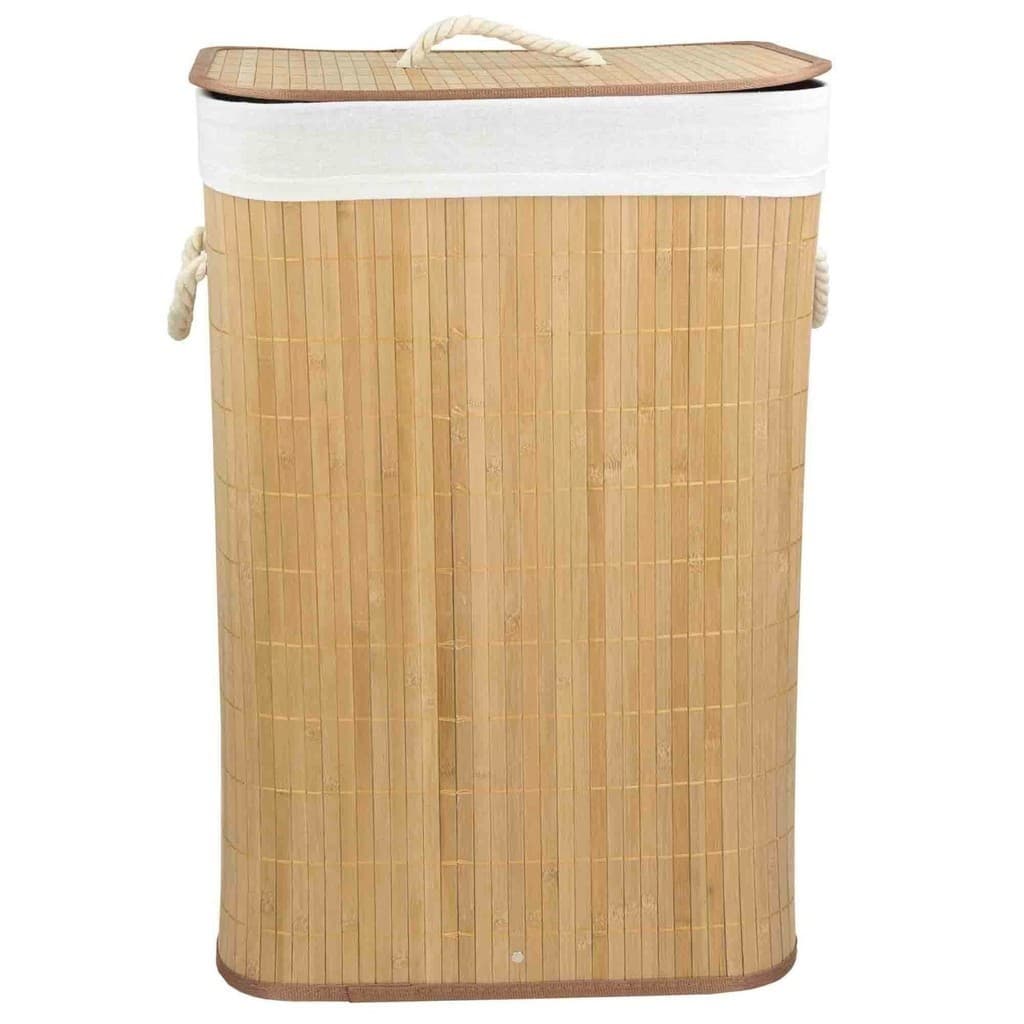 Cesto De Roupas Sujas Bambu Organizador Dobravel Banheiro Lavanderia