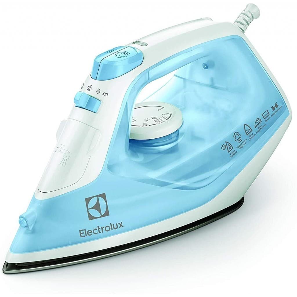 Ferro de Passar Roupas a Vapor Electrolux 1500W Antiaderente Azul 220V