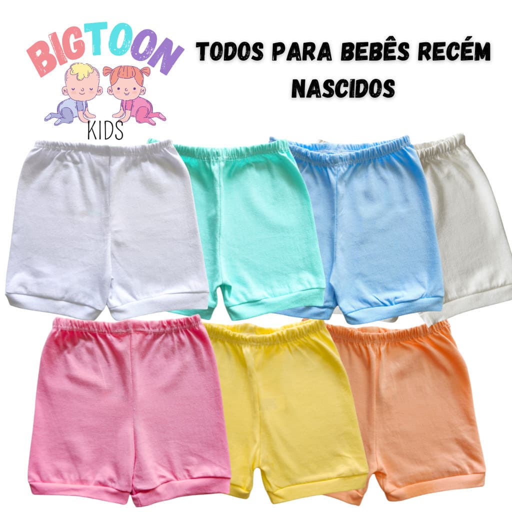 Shorts Bermuda Tapa Fralda Nenê Bebê  Recém Nascido