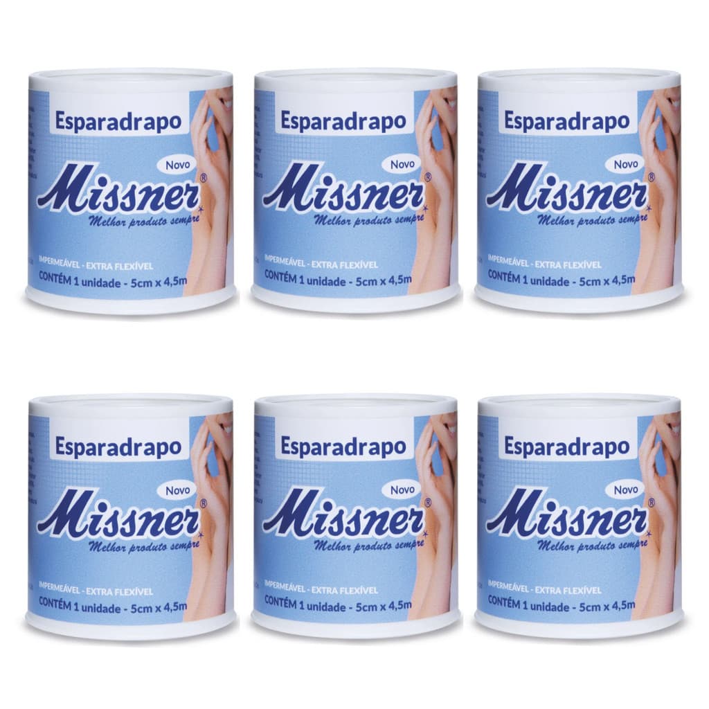 Kit 6 Esparadrapos Impermeável Para Fixação De Sondas Curativos Drenos 5cm x 4,5m
