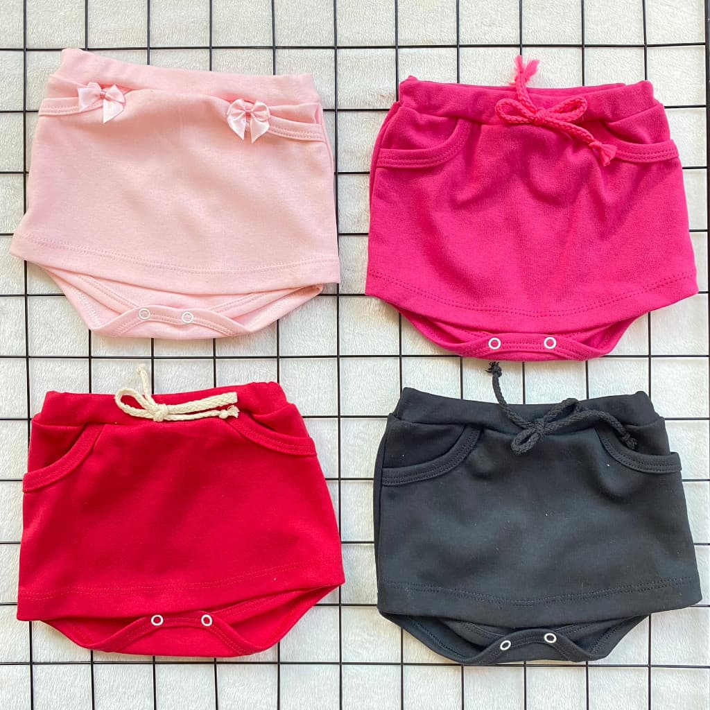 Short Saia Tapa Fralda Bebê Menina 100% Algodão.
