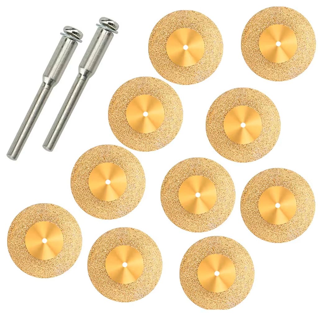 Jogo com 10 Discos de Corte 20mm Diamantado Titânio Dourado para Micro Retíficas Dremax