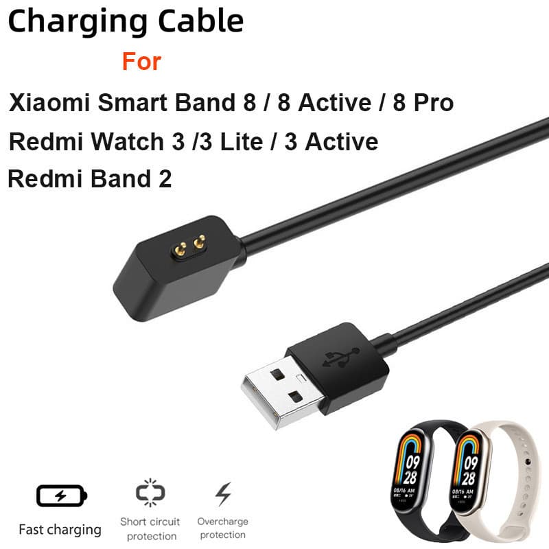 Carregador USB Para Xiaomi Mi Band 8/8Pro/8 Cabo De Carregamento Ativo Redmi Watch 3/4 Fio De Smartwatch