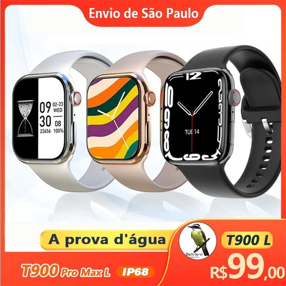 Smartwatch T900 Pro Max à prova d'água Relógio inteligente IP68 Monitor De Freqüência Cardíaca Smart Watch Para Mulheres