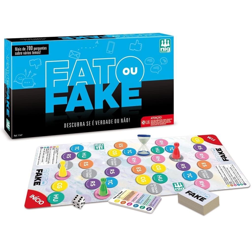 Tabuleiro Fato Ou Fake Jogo De Perguntas E Respostas Para Familia 700 Questoes - Nig Brinquedos