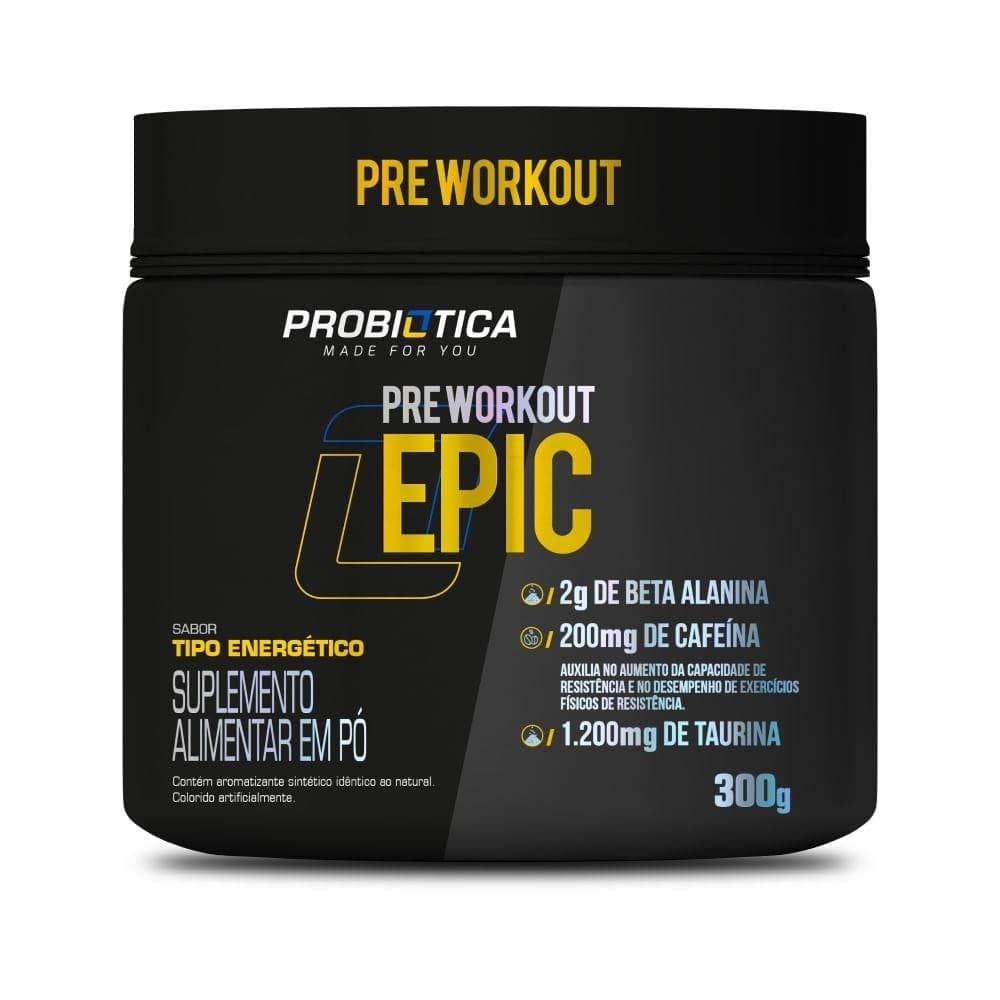 Pré Treino Epic 300g Suplemento Alimentar Pré Workout Linha Epic Probiotica