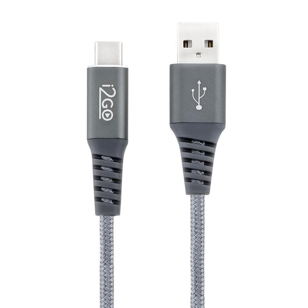 Cabo USB para USB-C i2GO 2m Rápido Nylon Trançado Reforçado Chumbo