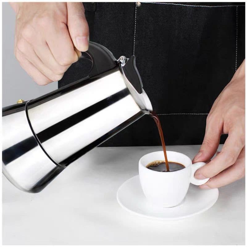 Cafeteira Italiana Inox Luxo Expresso 200ml 4Xicaras/300ml 6 Xicaras/ 500ml 9 Xicaras Indução-KE HOME