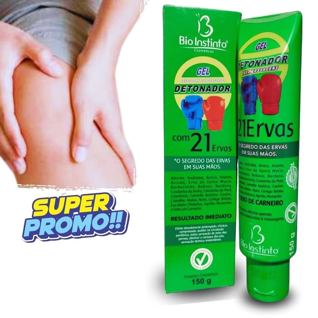 Kit 12 Un Pomada Gel Massageador Detonador Com 21 Ervas Bio Instinto - 150G Revenda