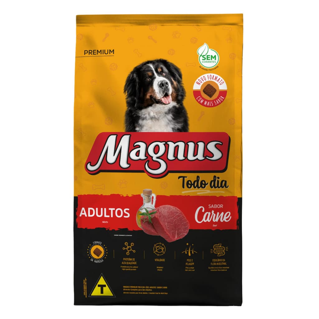 Ração Cachorro Magnus Todo Dia Cão Adulto Porte Médio e Grande Carne 10,1 kg