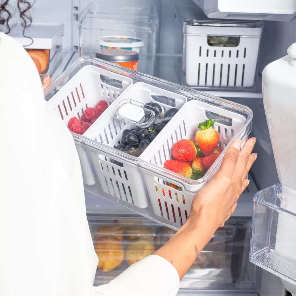 Organizador de Geladeira 6,8 Litros C/ 3 Cestos Multiuso  Verduras Potes de Salada