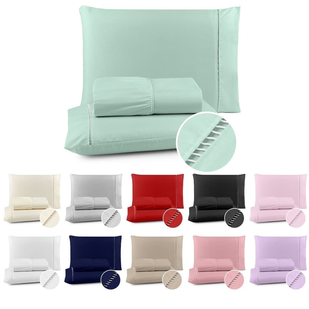 Jogo De Lençol 3 Peças Cama Casal Queen e King - Solteiro 2Pçs 400 Fios Ponto Palito Acetinado Micropercal