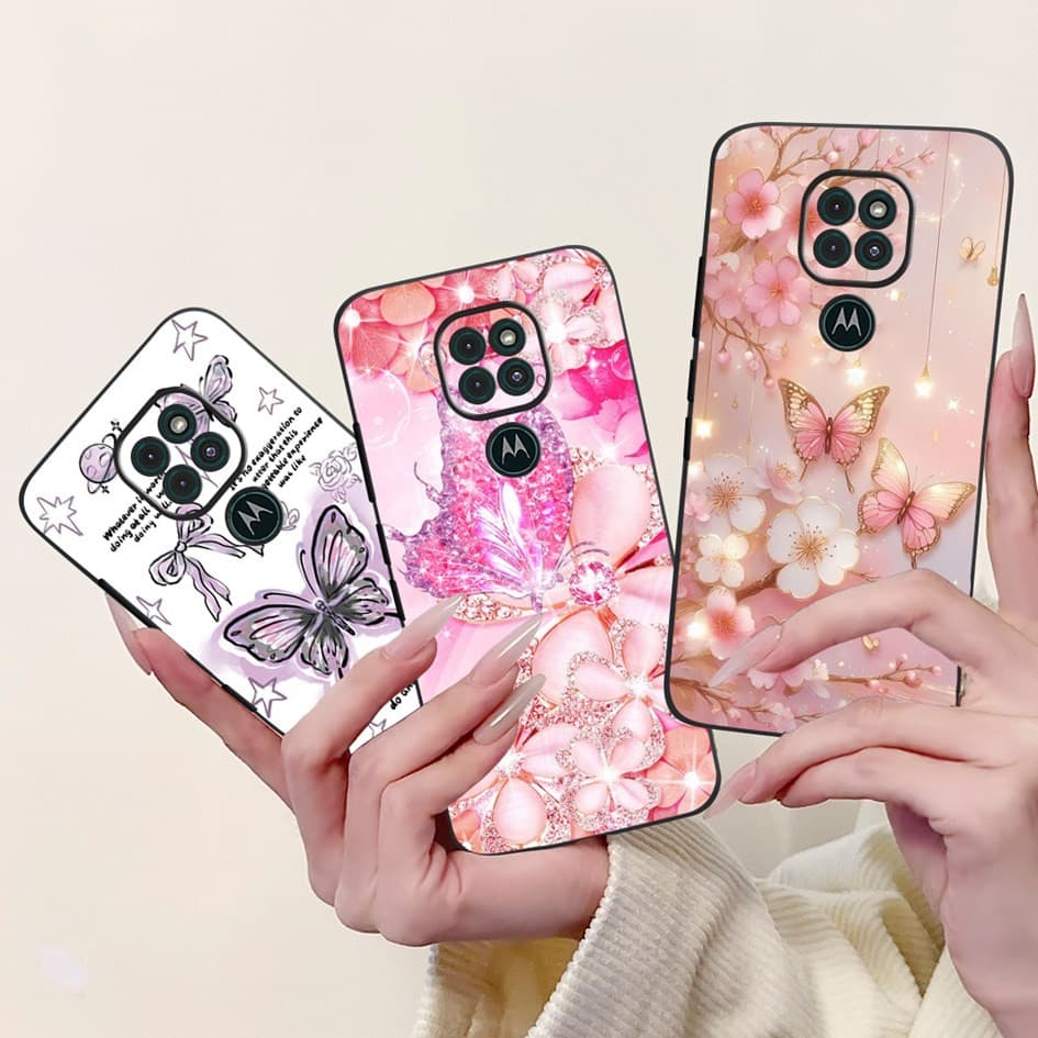 Invólucro Macio Para Motorola Moto G9 Play G9Plus Caso Nova Moda Borboleta Flor Silicone Capa MotoG9 De Telefone