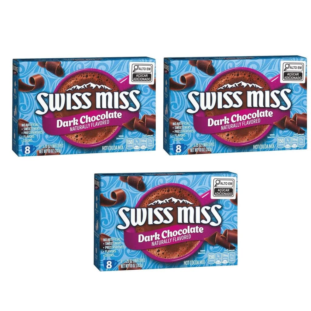 Kit 03 Achocolatados em Pó Dark Chocolate Swiss Miss 283g cada - importado EUA