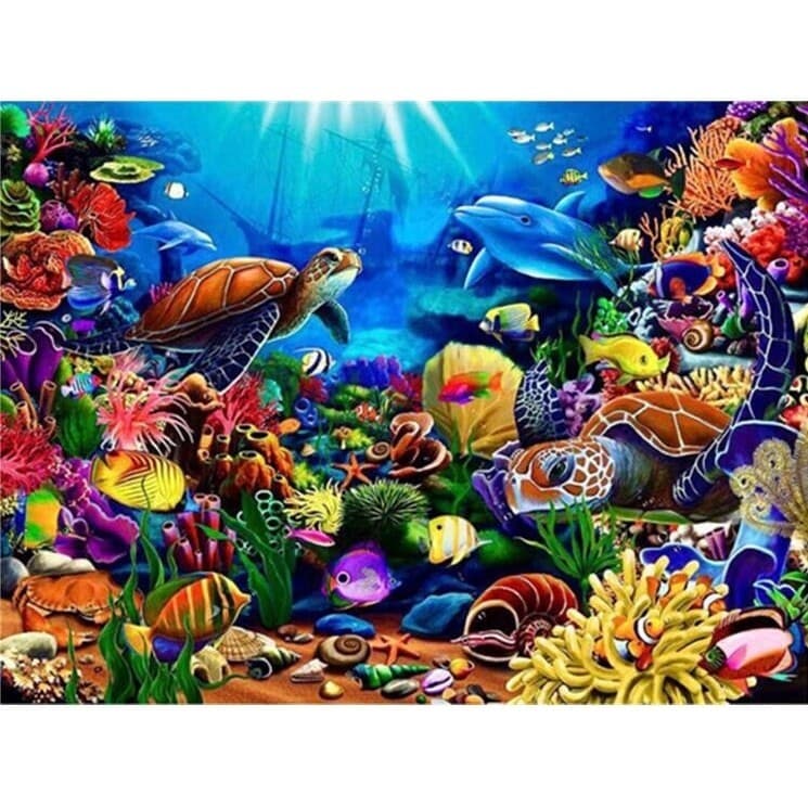 Kit De Pintura De Diamante 5D-Tartaruga De Longevidade , Golfinho , Imagem De Paisagem Do Mundo Subaquático Decoração De
