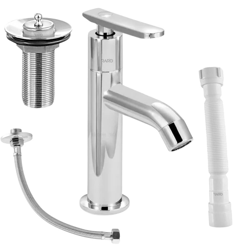 Kit Torneira Banheiro Lavatório + Valvula Pia+ Sifão + Flexível Cor Prateado Completo Universal