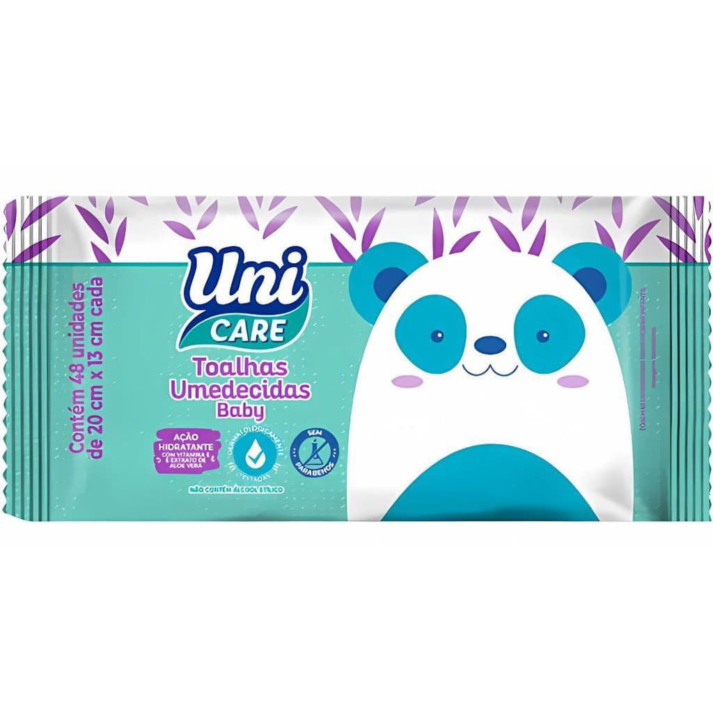 Kit 12 Toalha Umedecida Baby Uni Care C/48 Unidades