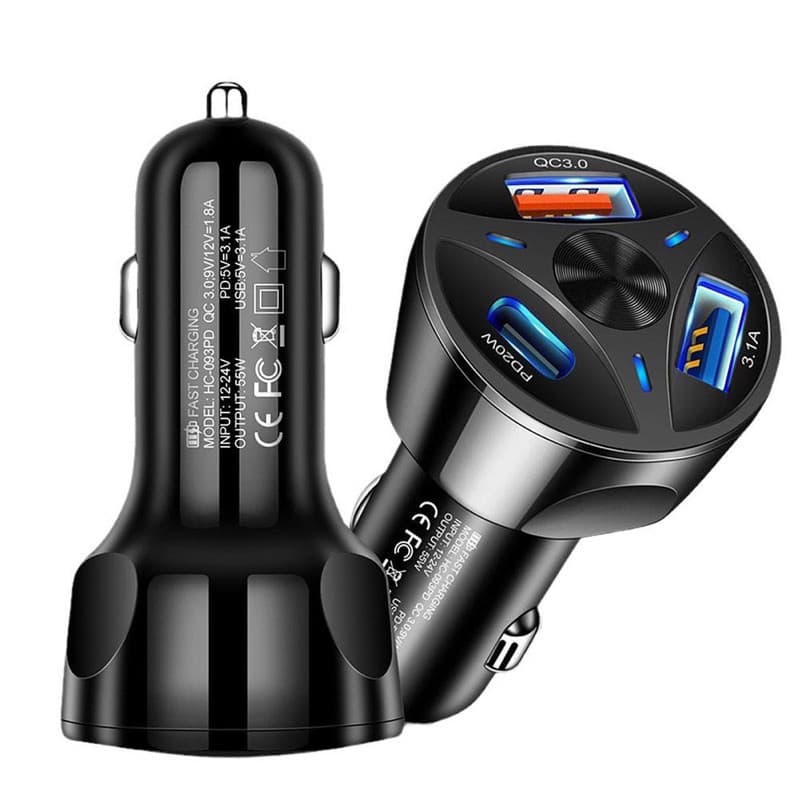 Qc3.0 Carregador Do Telefone Móvel Do Carro De Carregamento Rápido Adaptador 3 Portas Soquete