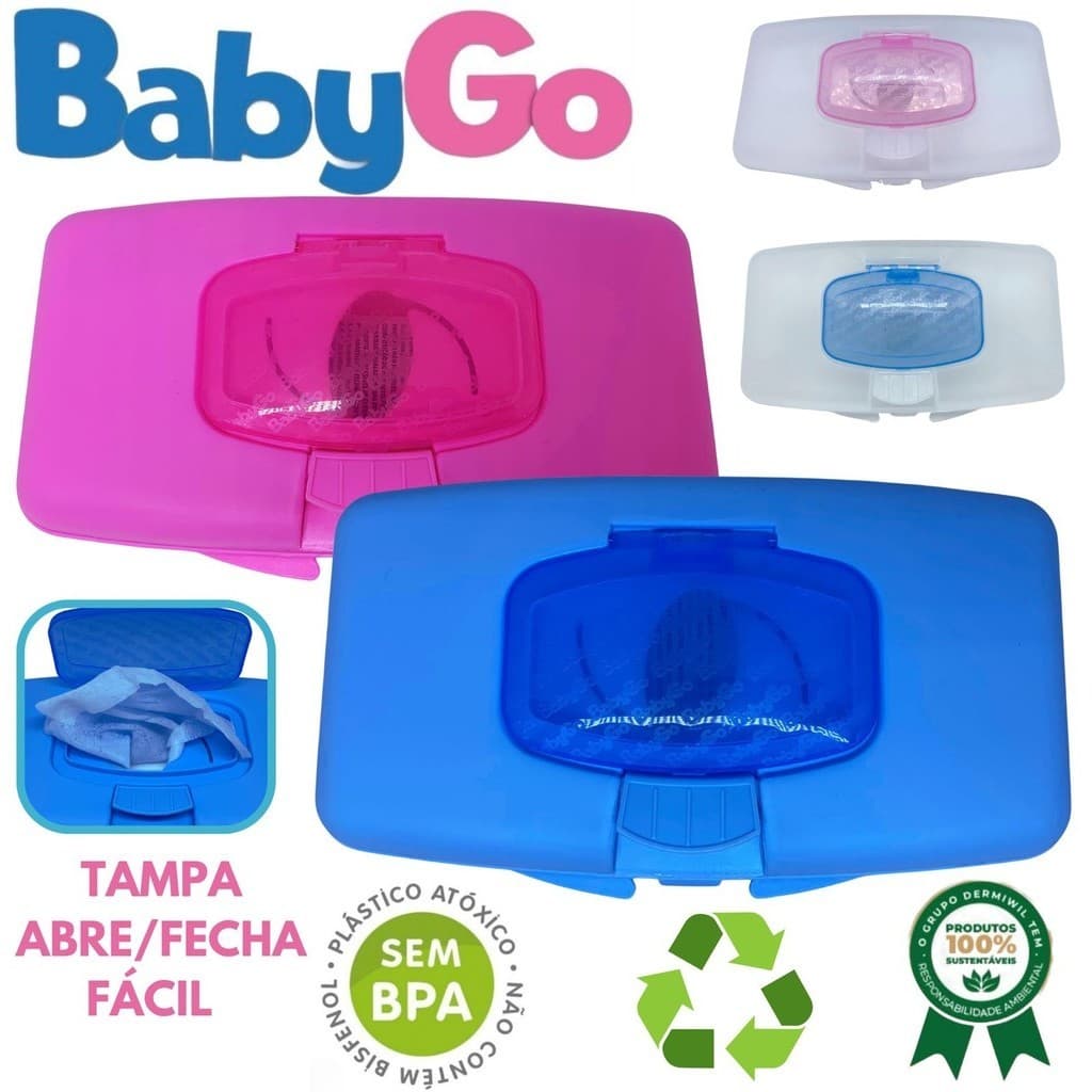 KIT COM 02 PORTA LENÇOS UMEDECIDOS PORTÁTIL BEBÊ – NOVAS CORES – BABYGO