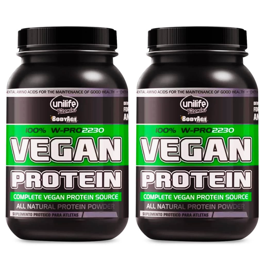 KIT 2 WHEY PROTEIN VEGAN CHOCOLATE 0% LACTOSE BodyAge UNILIFE