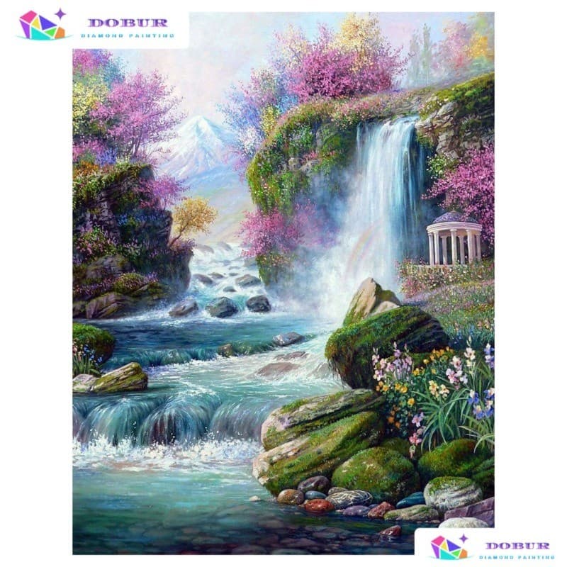 Conjunto De Pintura Diamante Cachoeira Redonda 5D Completo Para Decoração De Parede