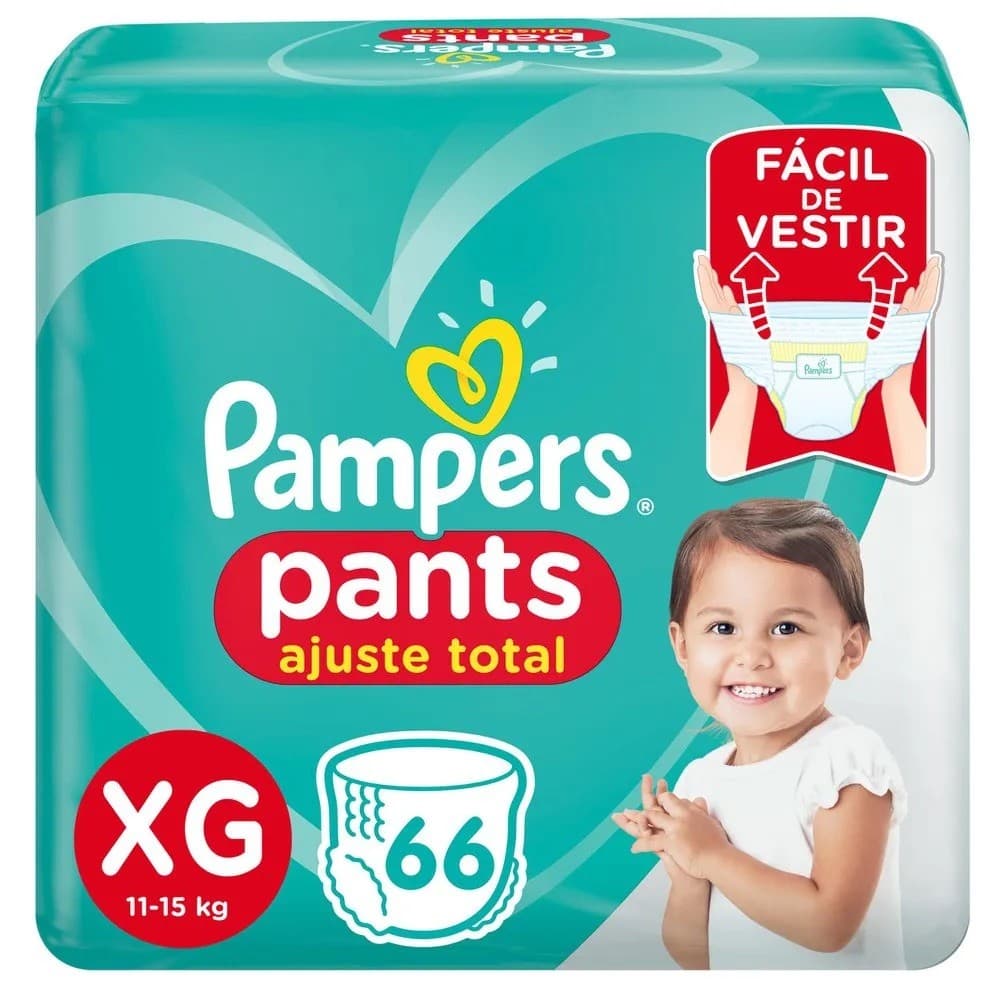 FRALDAS DESCARTÁVEIS PAMPERS PANTS AJUSTE TOTAL XG C/66 UND