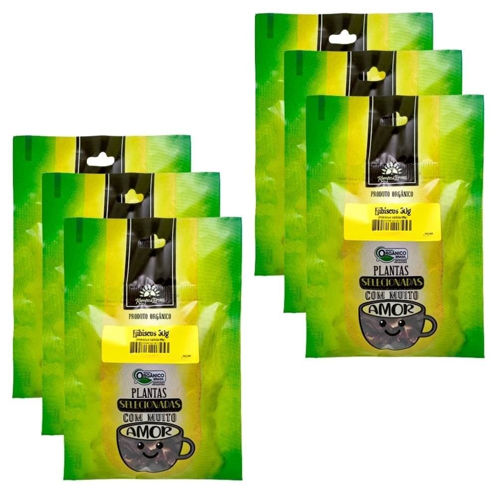 Kit 6 Hibisco Chá Orgânico  só Flores Kampo de Ervas 30g cada