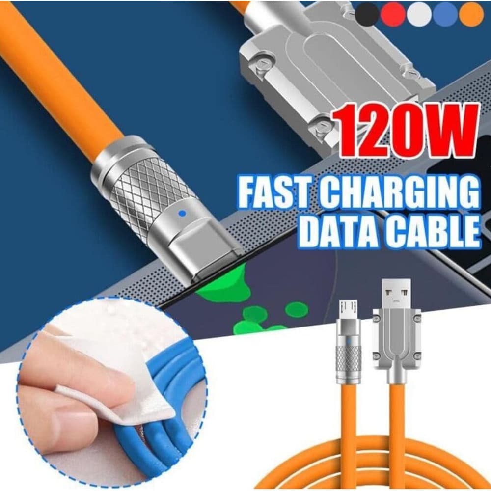 120W  Cabo De Carga Super Rápida Tipo C/ IPhone/ V8 Silicone Líquido Usb Micro SJX-616