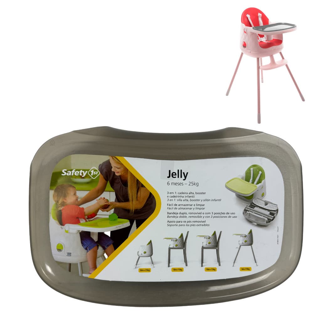 BANDEJA SUPERIOR CINZA PARA CADEIRA DE ALIMENTAÇÃO JELLY VERMELHA