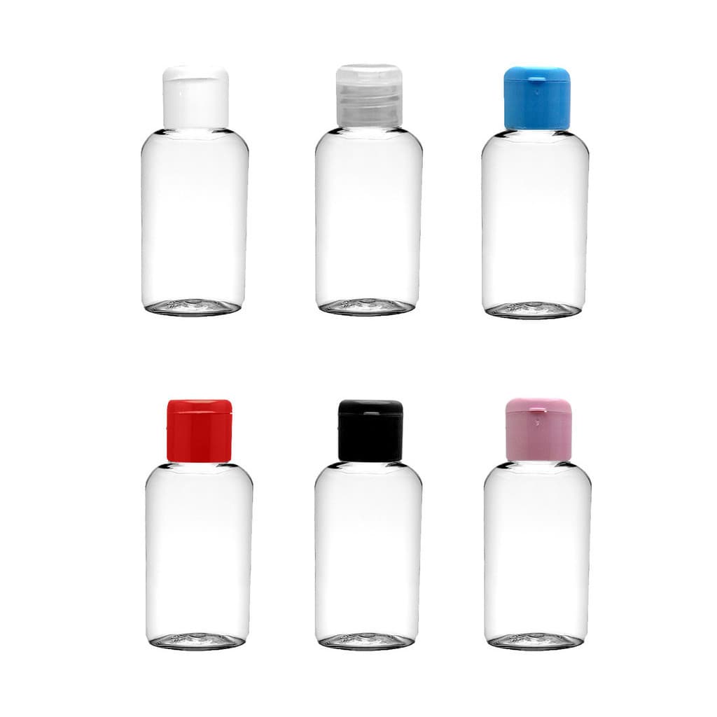 10 Frascos Plástico Pet 30 Ml oval Tampa Flip Top para viagem sabonete líquido, álcool gel, cremes e shampoo