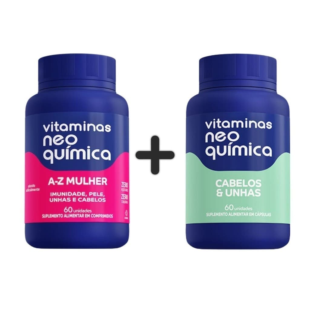 Kit Vitaminas Mulher Neo Química AZ Mulher + Cabelos e Unhas 60 cápsulas Imunidade, Energia e Beleza