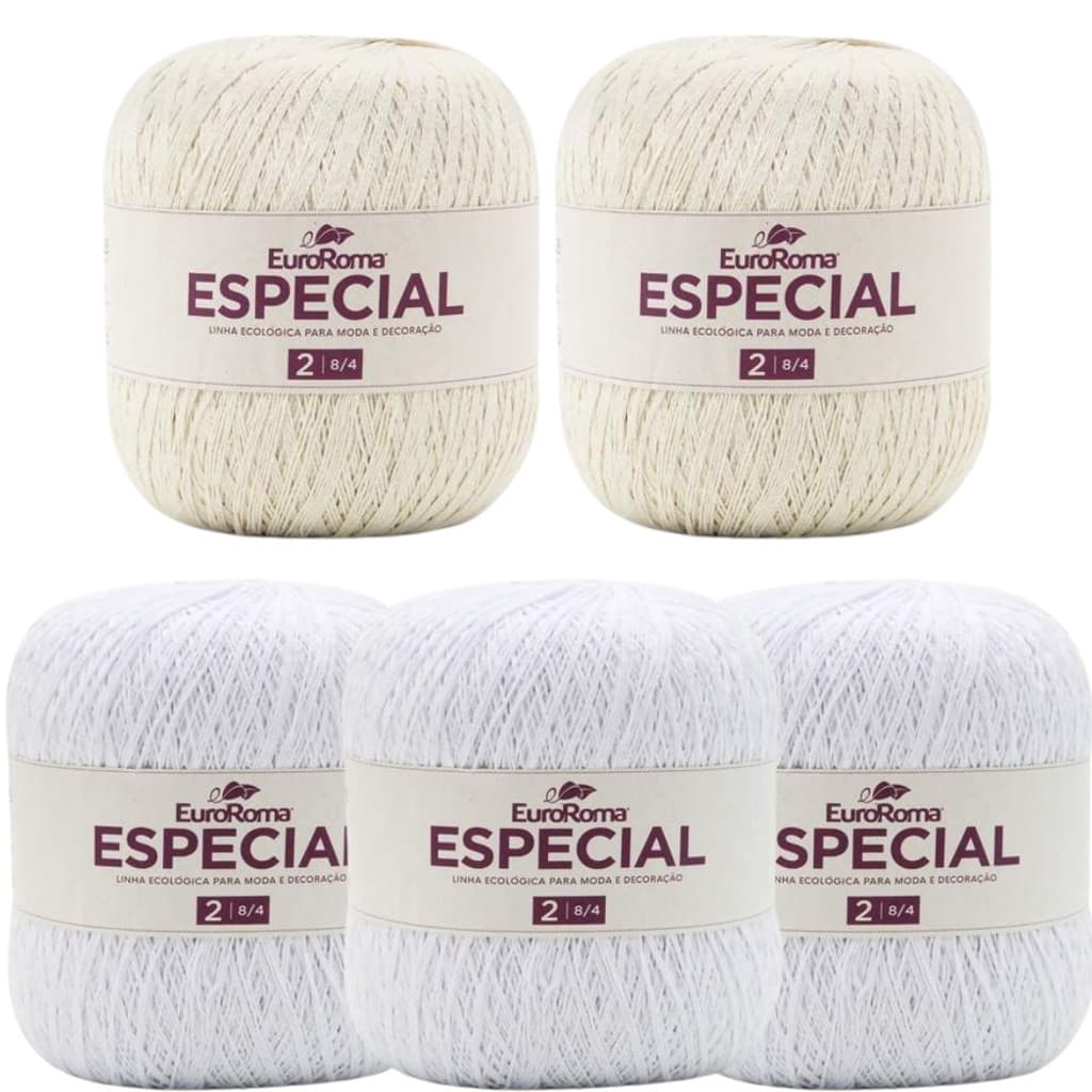 Kit 5 Barbante Fio 2 Especial 1700 Metros 295 TEX Euroroma 85% Algodão Crochê Tricô Bolsas Amigurumi