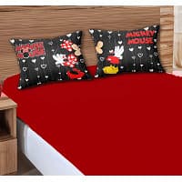 Jogo De Lençol Casal 3 Pçs  - Mickey e Minie Beijo Black