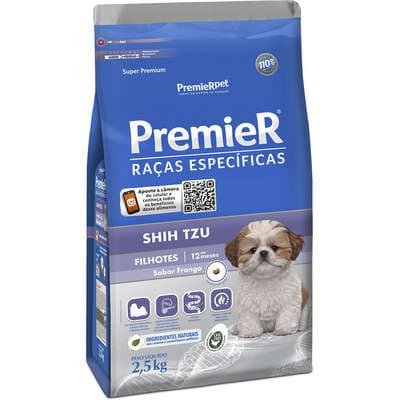 Alimento Premier Raças Específicas Shih Tzu 2,5Kg Ração Cães Filhotes Frango Super Premium Cachorro