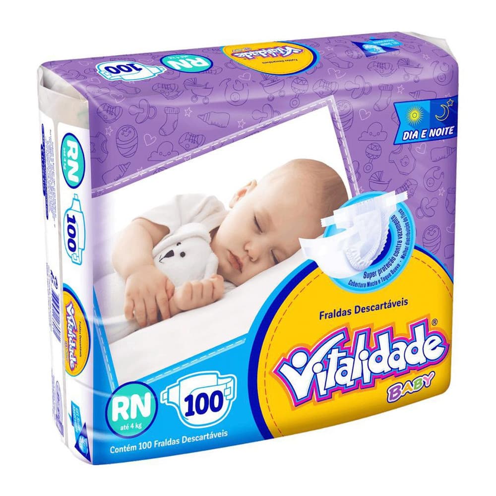 FRALDA INFANTIL VITALIDADE BABY RN/ 100 UN
