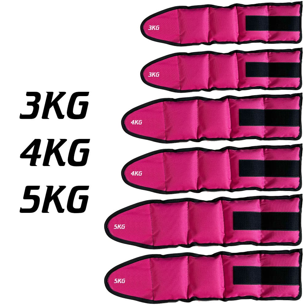 Kit 3 Pares Caneleira Peso Perna 3kg ao 5kg Rosa Reforçada Treino Funcional Academia Profissional
