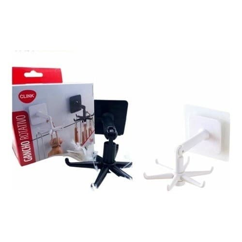 KIT 2 Ganchos  Giratório Rotativo De 360 Graus Suporte Com Adesivo Fixação Multiuso Organizador Para Casa Em Cozinha