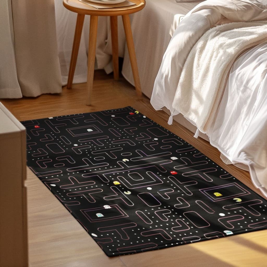 Tapete Decorativo Gamer Pacman 118x70cm Antiderrapante Sala, Quarto e Escritório