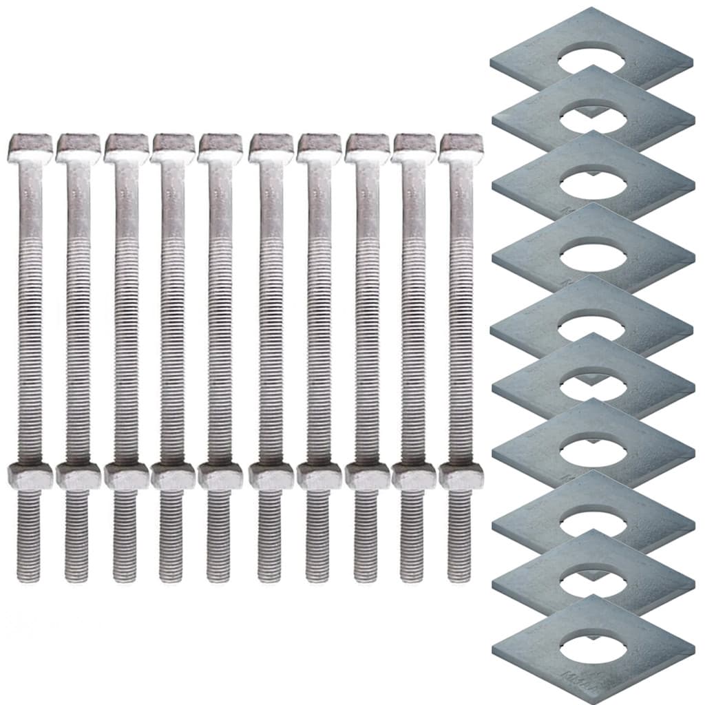 KIT 10 PARAFUSOS GALV FOGO POSTE PADRAO 12X250MM 1/2X10" M12