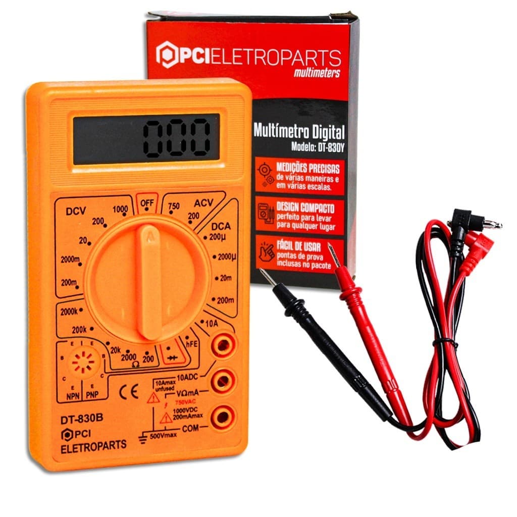 Multímetro Digital Portátil Profissional + Bateria DT-830B A