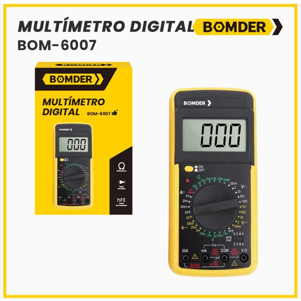 Multímetro Digital Profissional LCD DT-9205A com Capacímetro – Bateria 9V
