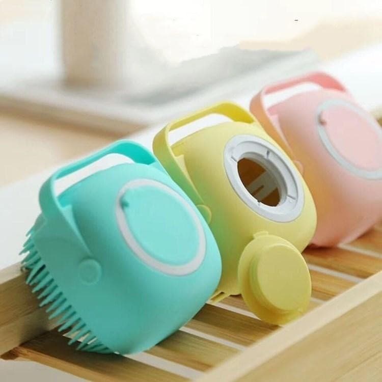 Escova De Silicone Para Banho PETS/ Massagem Com Dispenser Para Shampoo