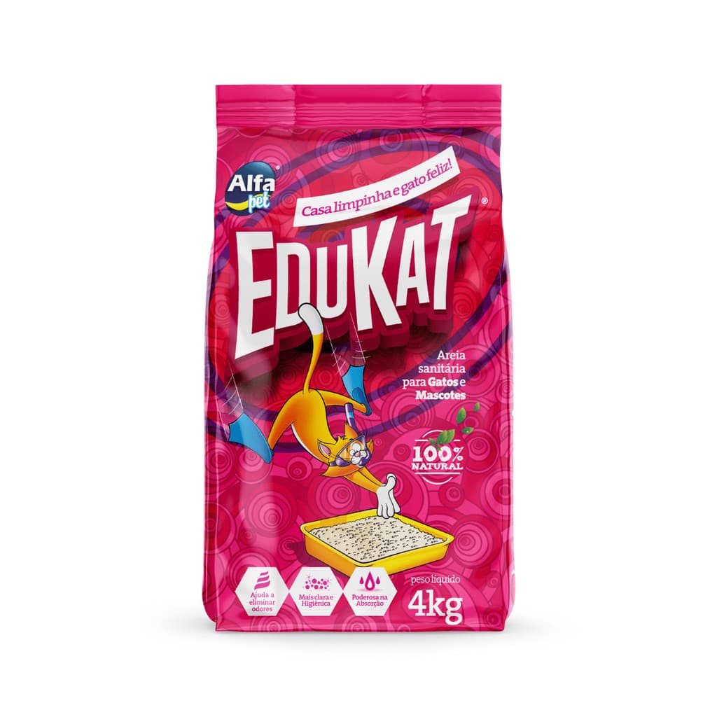 Areia de Gato Higiênica Sanitária Kets EduKat Peso Saco de 4Kg para Gatos